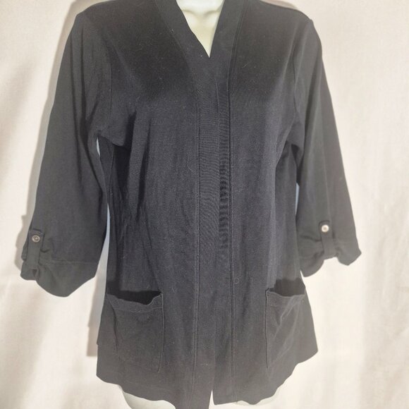 CROFT & BARROW cardigan sweater, open front, Black in size Medium - Picture 2 of 12